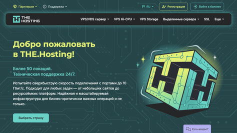Сайт хостинг-компании THE.Hosting